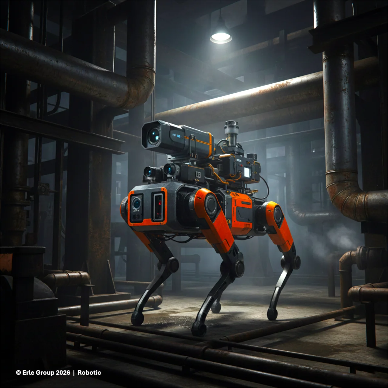 Vierbeiniger Inspektionsroboter in einer Industrieanlage